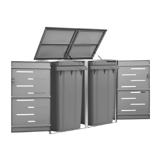 Meuble de rangement pour poubelles en acier inoxydable - 120 x 60 x 90